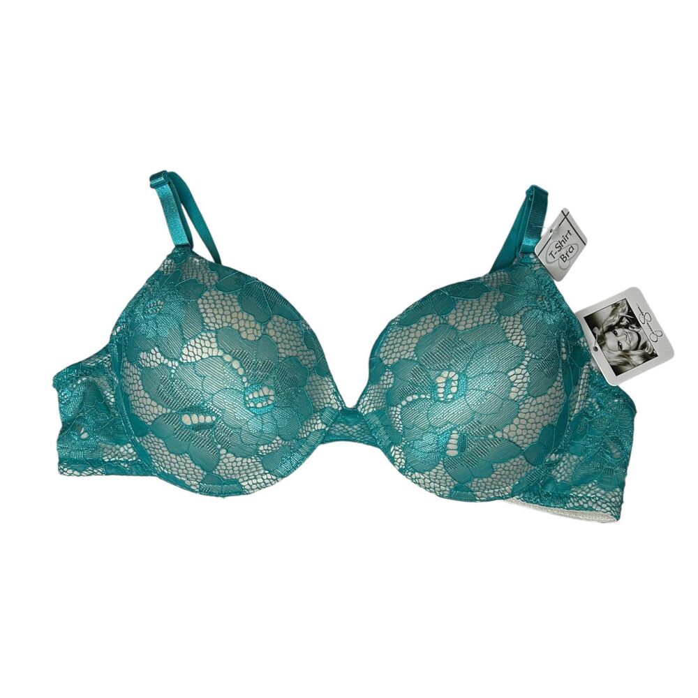 New Jessica Simpson Lace lined bra 34B teal green